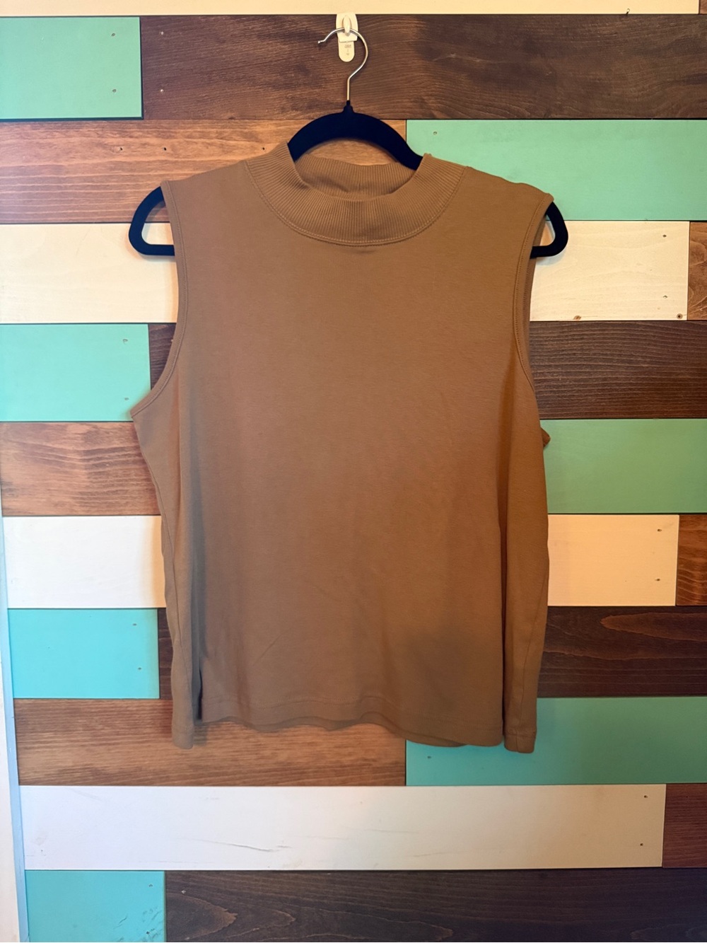 Christopher & Banks Tan Sleeveless Mock Neck Tank